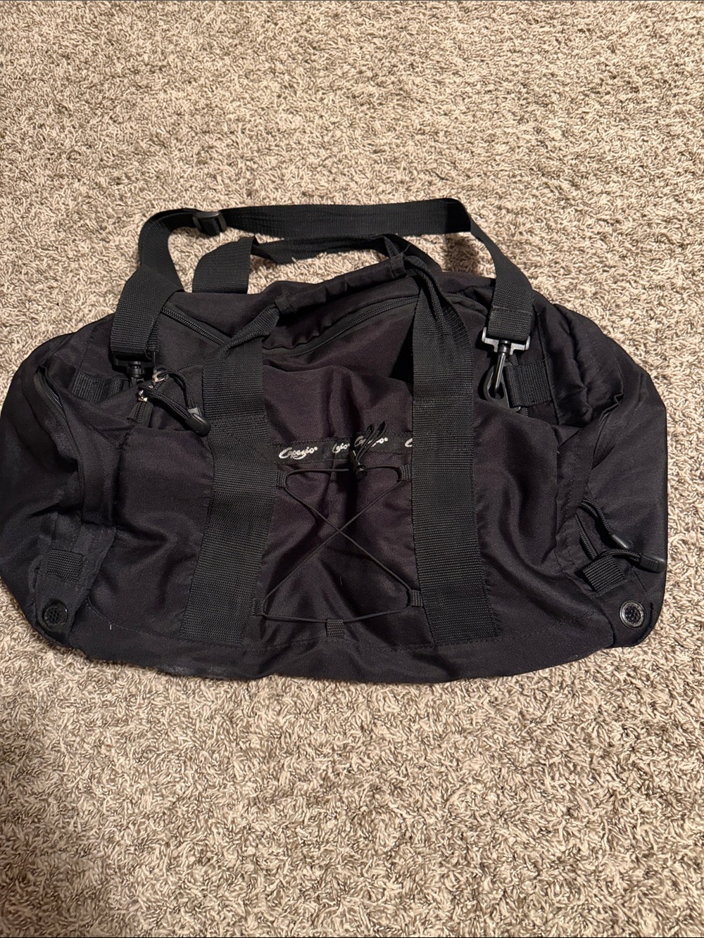 Women's Black Duffel Bag with Adjustable Strap